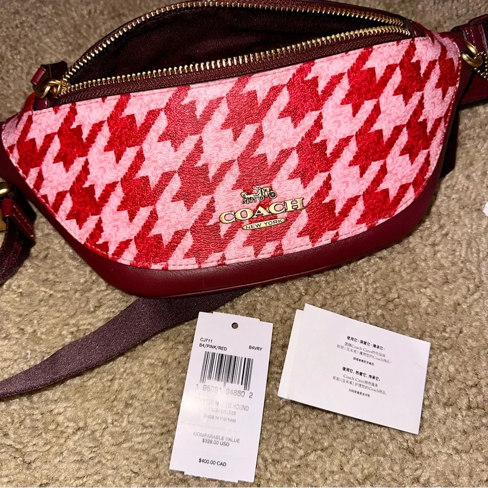 COACH Leather Warren Bag - Houndstooth Print